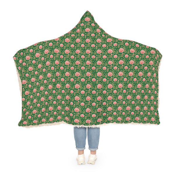 Vintage Peony Snuggle Blanket Green