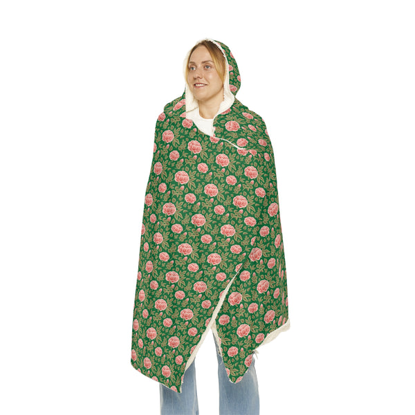 Vintage Peony Snuggle Blanket Green