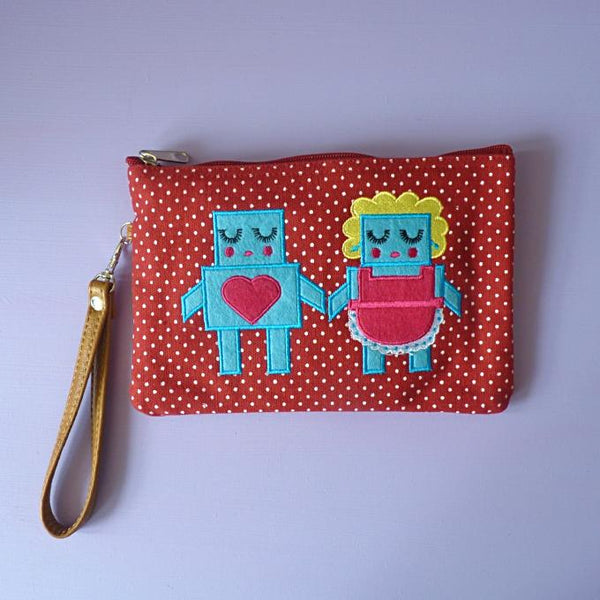 Robot Love Cosmetic Pouch / Clutch - Kate Garey