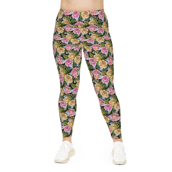 vintage floral plus size leggings