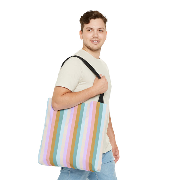 Pastel Rainbo Stripe Tote Bag