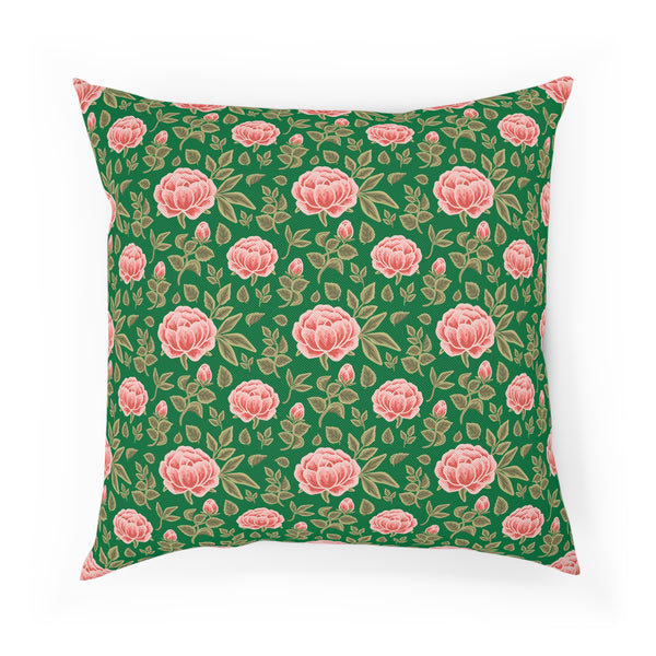 Vintage Peony Cushion Green