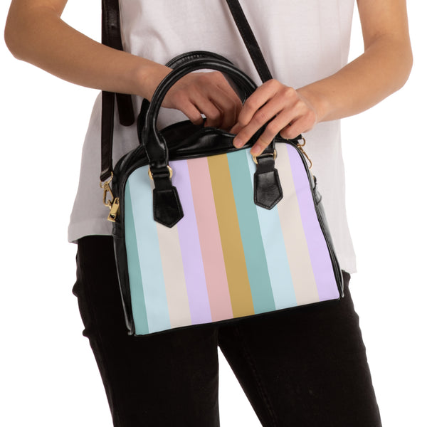 Pastel Rainbo Stripe Shoulder Handbag