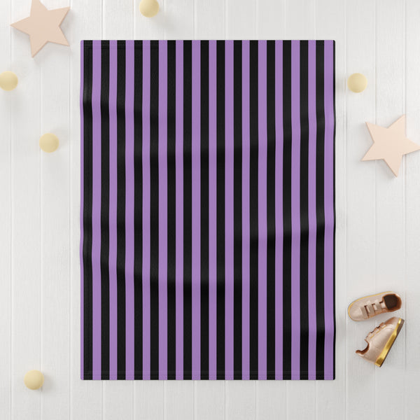 Blackcurrent Liquorice Stripe Fleece Baby Blanket