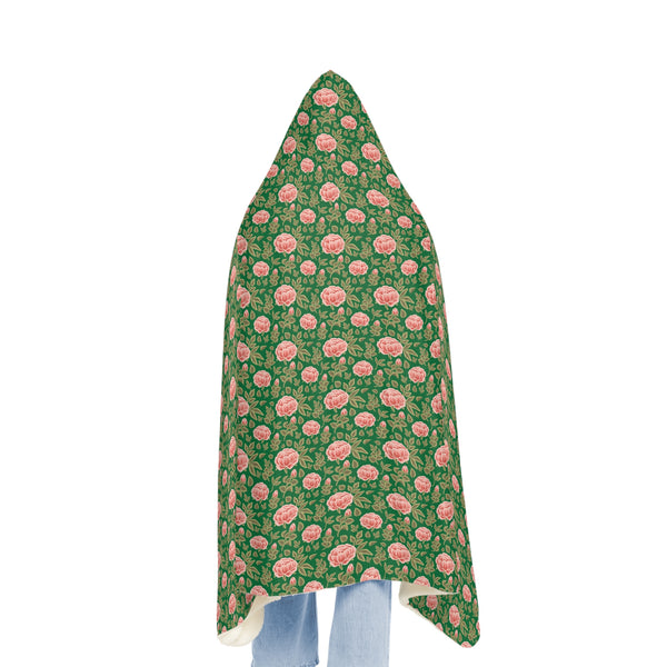 Vintage Peony Snuggle Blanket Green