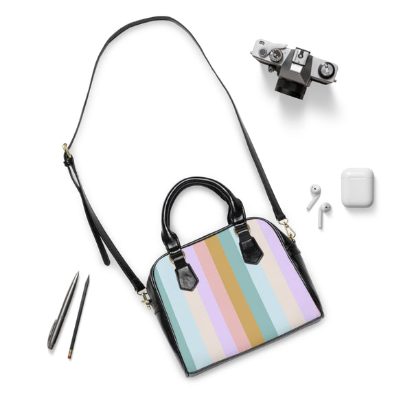 Pastel Rainbo Stripe Shoulder Handbag