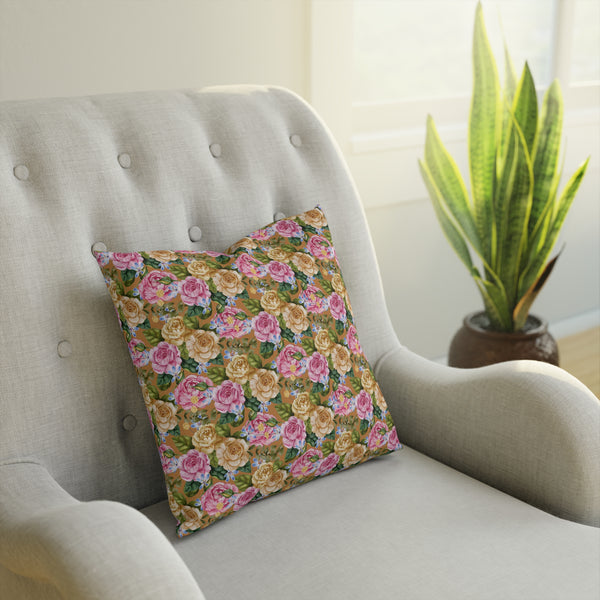 Tan Granny Floral Cushion