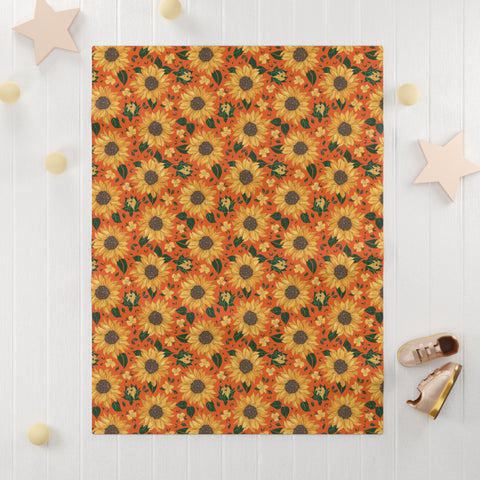 Vintage Sunflowers Fleece Baby Blanket