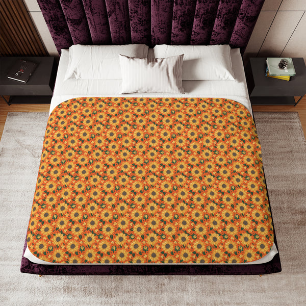 Vintage Sunflowers Sherpa Blanket