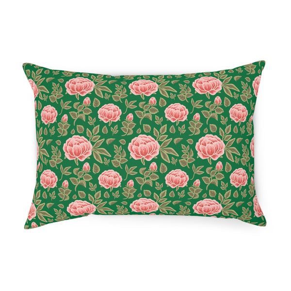 Vintage Peony Cushion Green