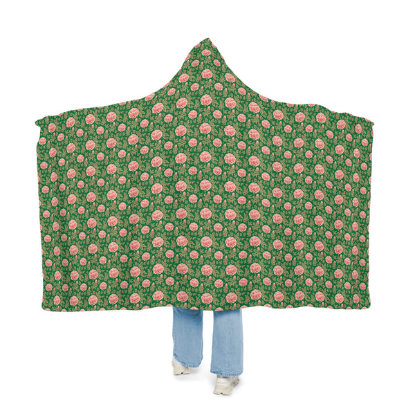 Vintage Peony Snuggle Blanket Green