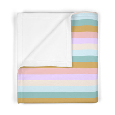Pastel Rainbo Stripe Fleece Baby Blanket