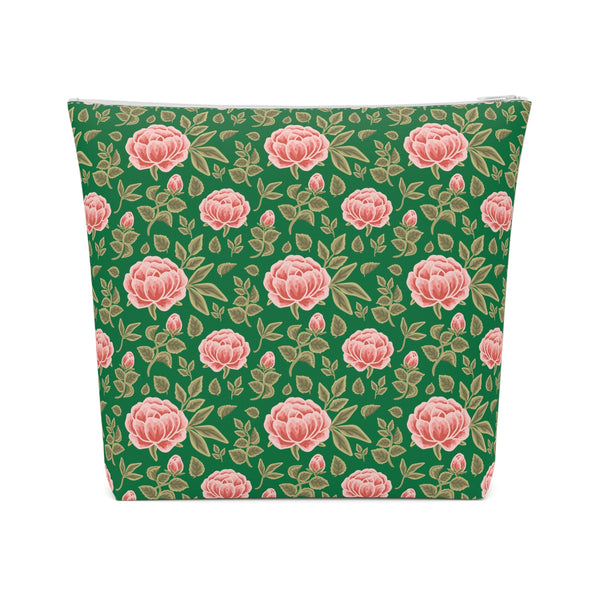 Vintage Peony Cosmetic Bag Green