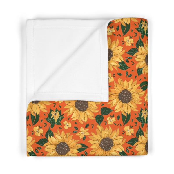 Vintage Sunflowers Fleece Baby Blanket