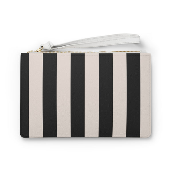 Black and white stripe clutch bag