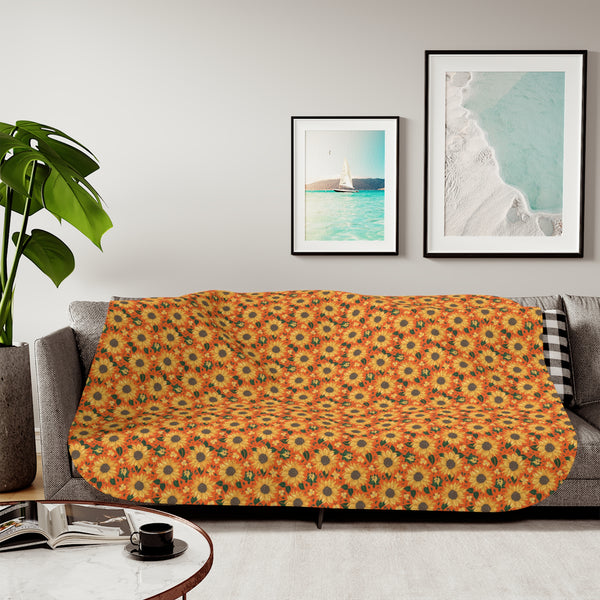 Vintage Sunflowers Sherpa Blanket