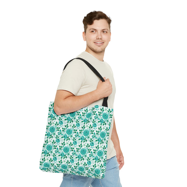 Vintage Minty Floral Tote Bag