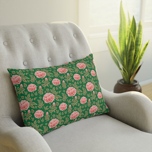 Vintage Peony Cushion Green