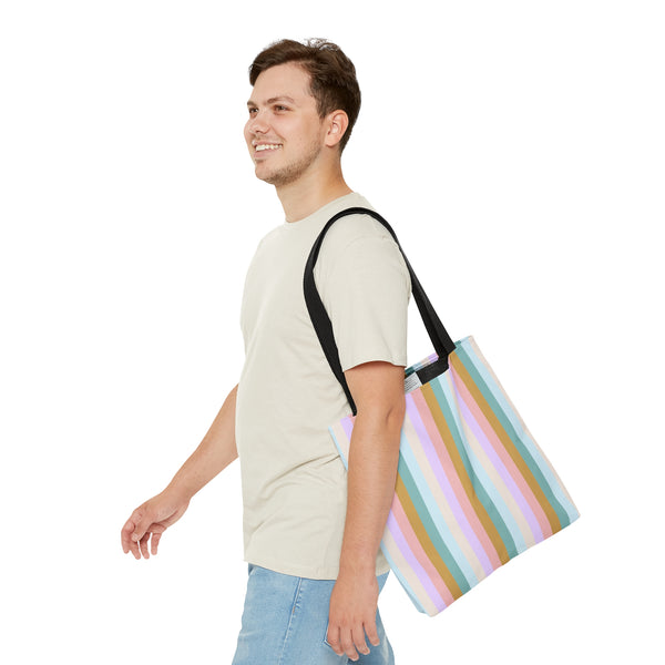Pastel Rainbo Stripe Tote Bag