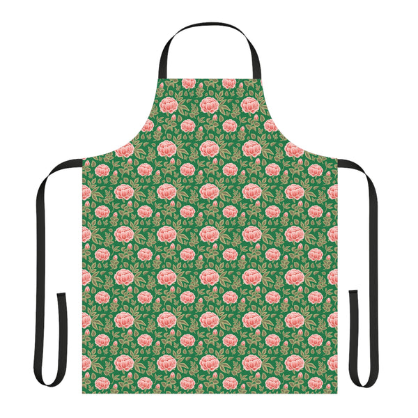 Vintage Peony Apron Green