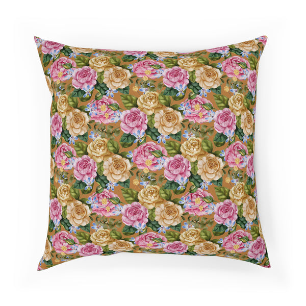 Tan Granny Floral Cushion