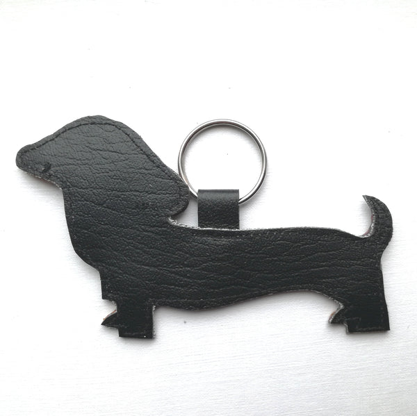 Sprout the little Dachshund Leather Keyring