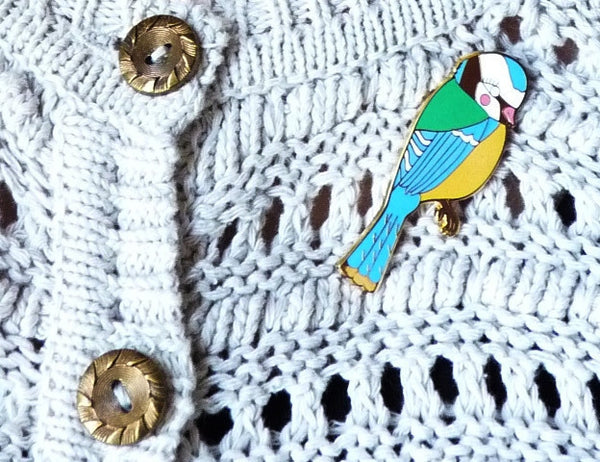 Blue Tit Pin - Kate Garey