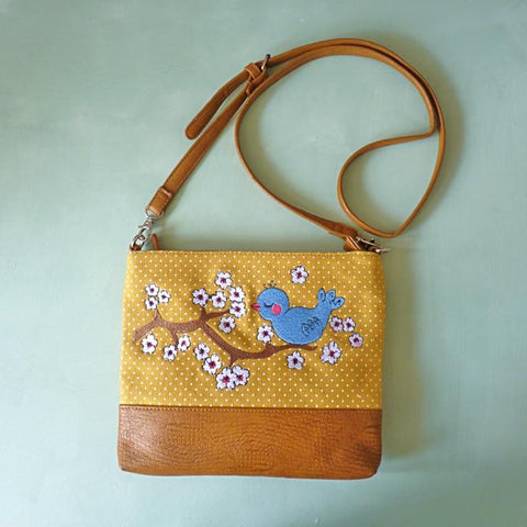 Blue Bird Over Shoulder Bag - Kate Garey